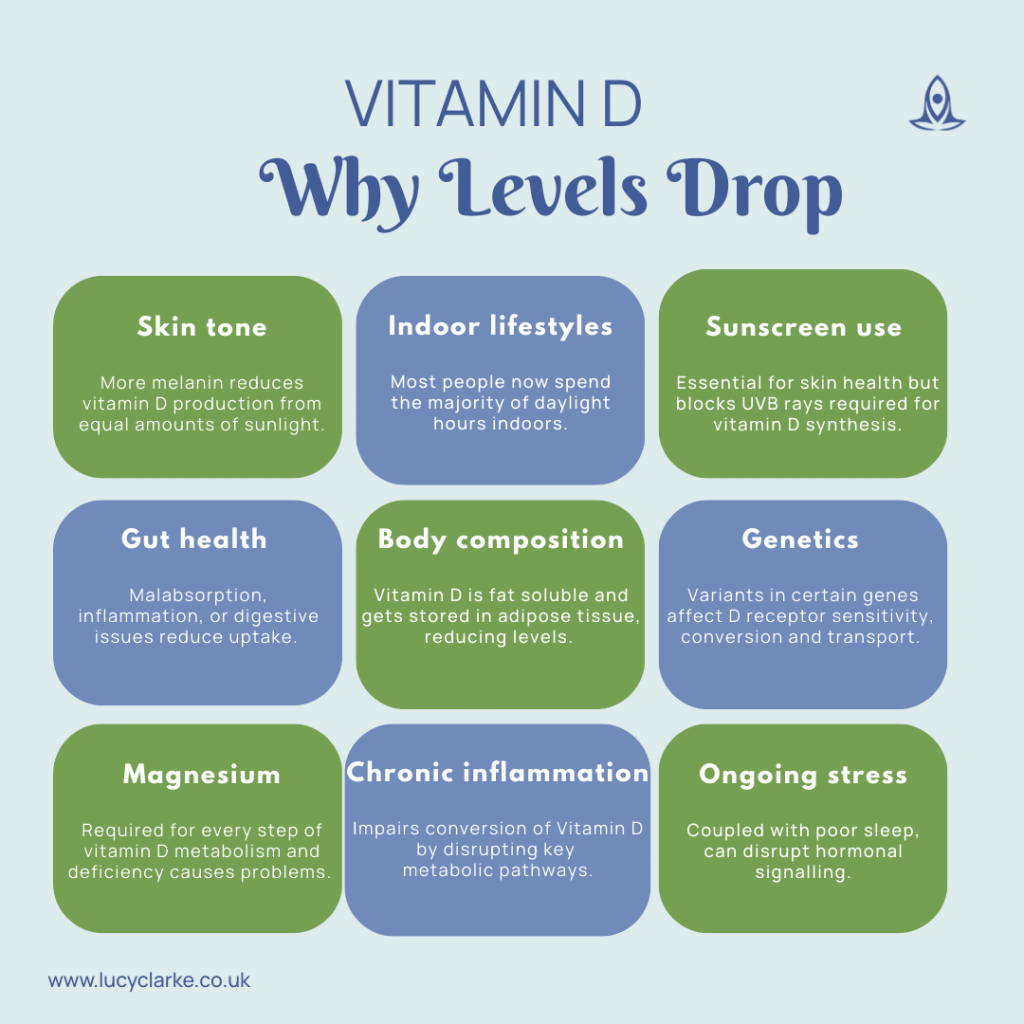 vitamin D why levels drop